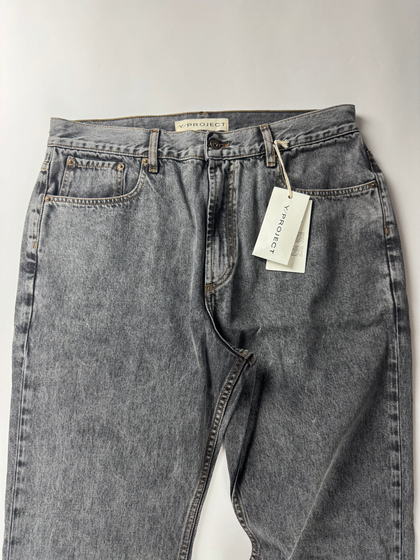 Y/Project Mini Cowboy Cuff Grey Denim Pants SS 2023 - 33 US