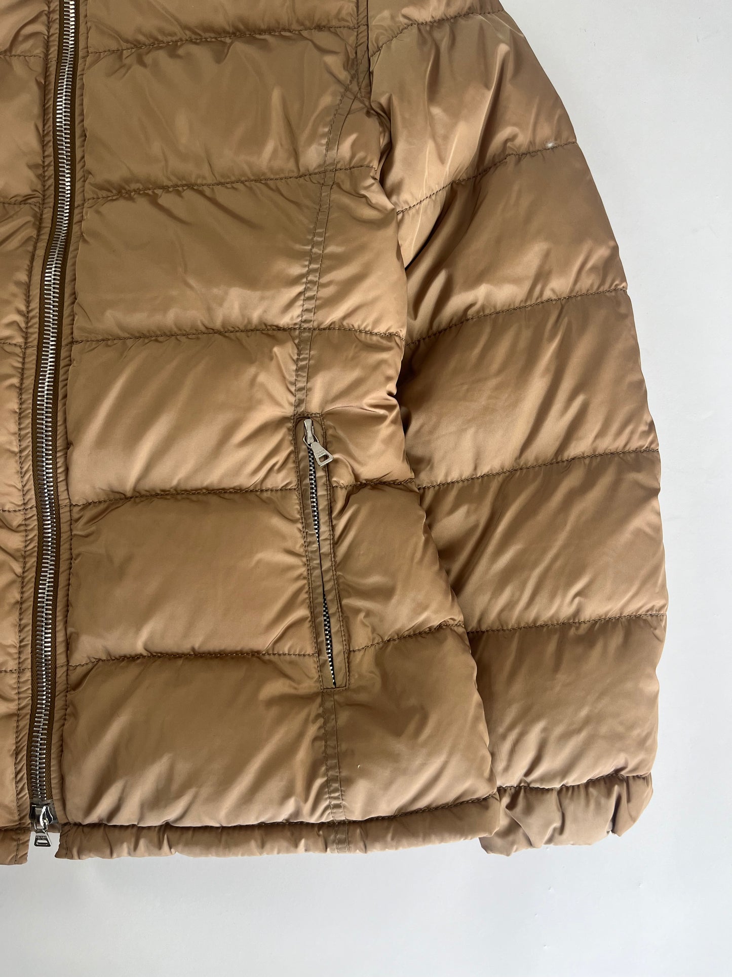 Prada Camel Nylon Puffer Jacket 2000s - S