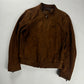 Prada Sample Havana Brushed Suede Canvas Leather Moto Jacket FW 2013 - M