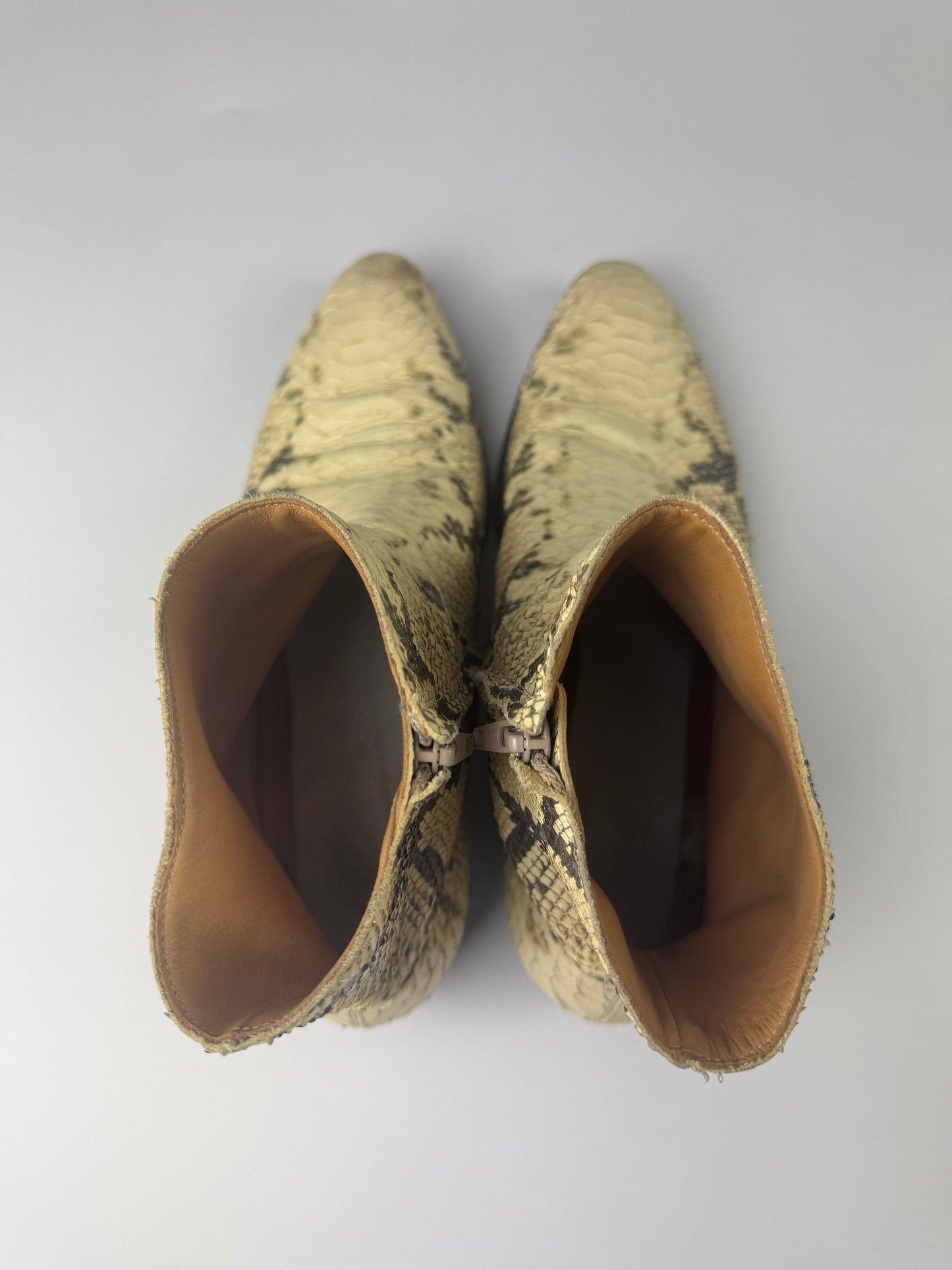 Maison Matin Margiela Cream Snakeskin Python Leather Mid Boots SS 2005 - 41 EU