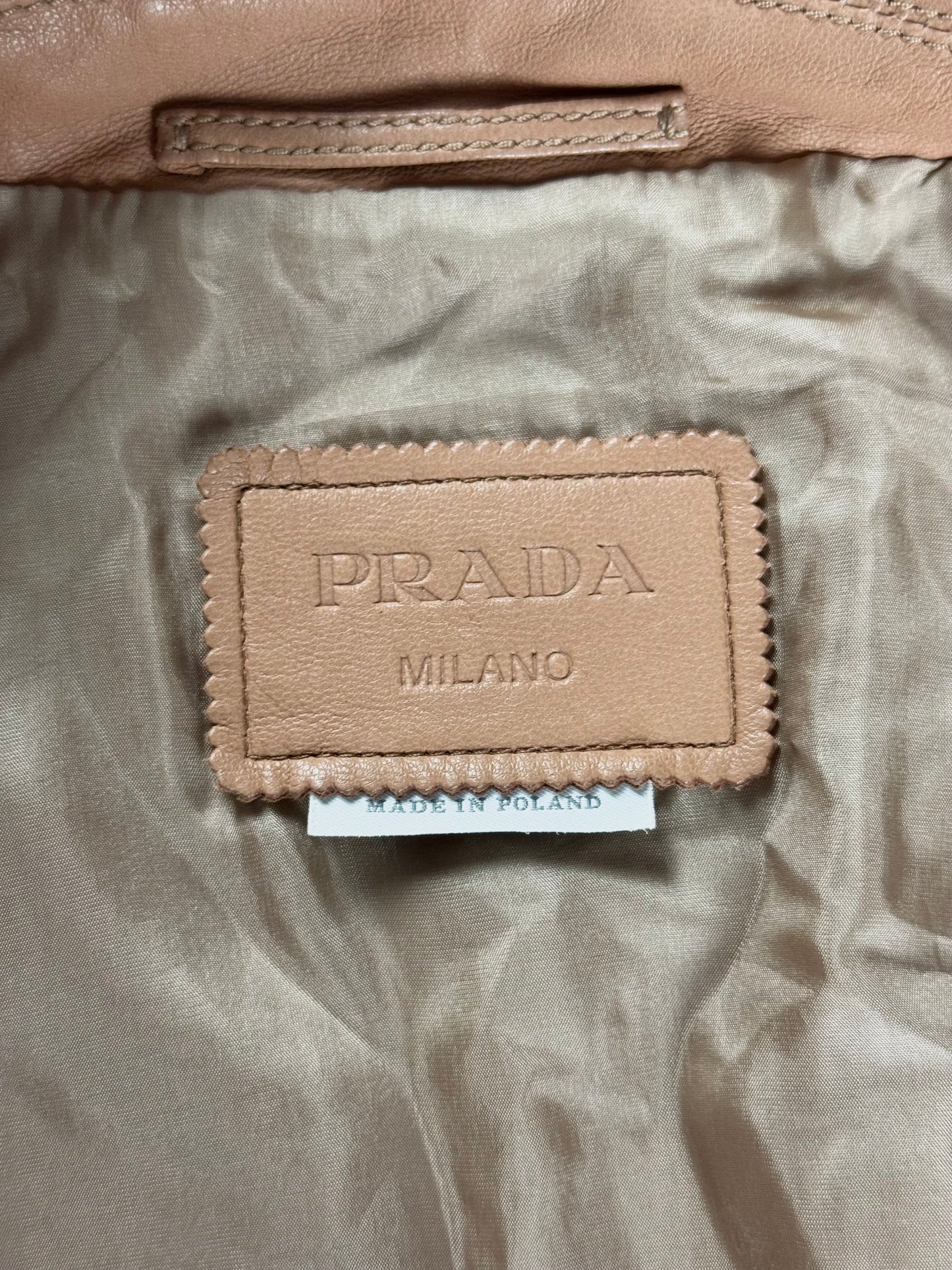 Prada Milano Soft Leather Pink Stripped Knit Rib Bomber Jacket 2010s - XS