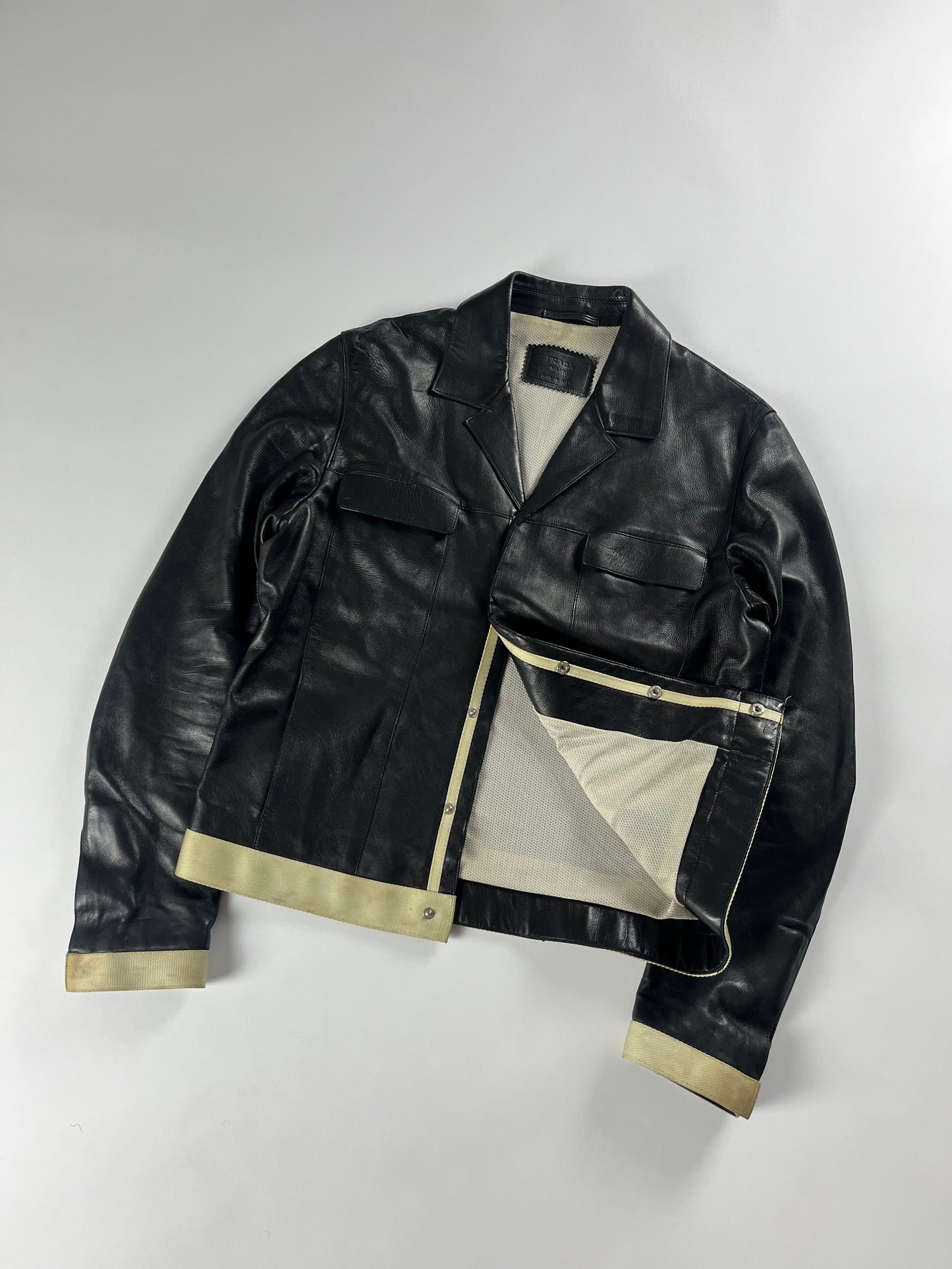 Prada Black Artisanal Leather Premium Jacket SS 1999 - M