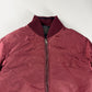 Prada Burgundy Nylon Striped Knit Cuffs Zip Front Bomber Jacket 2010s - M