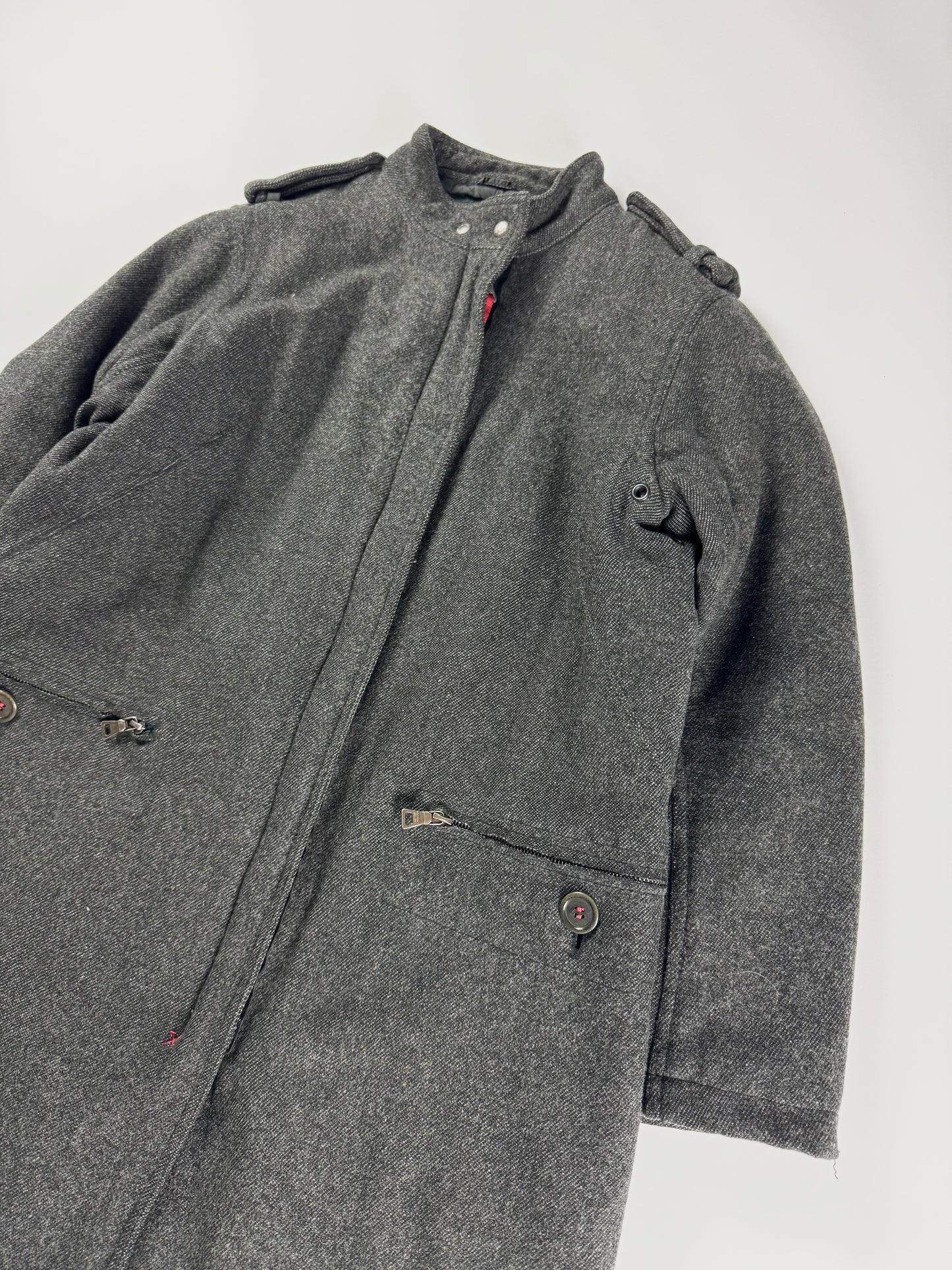 Prada Grey Wool Military Epaulettes Coat FW 1999 - S