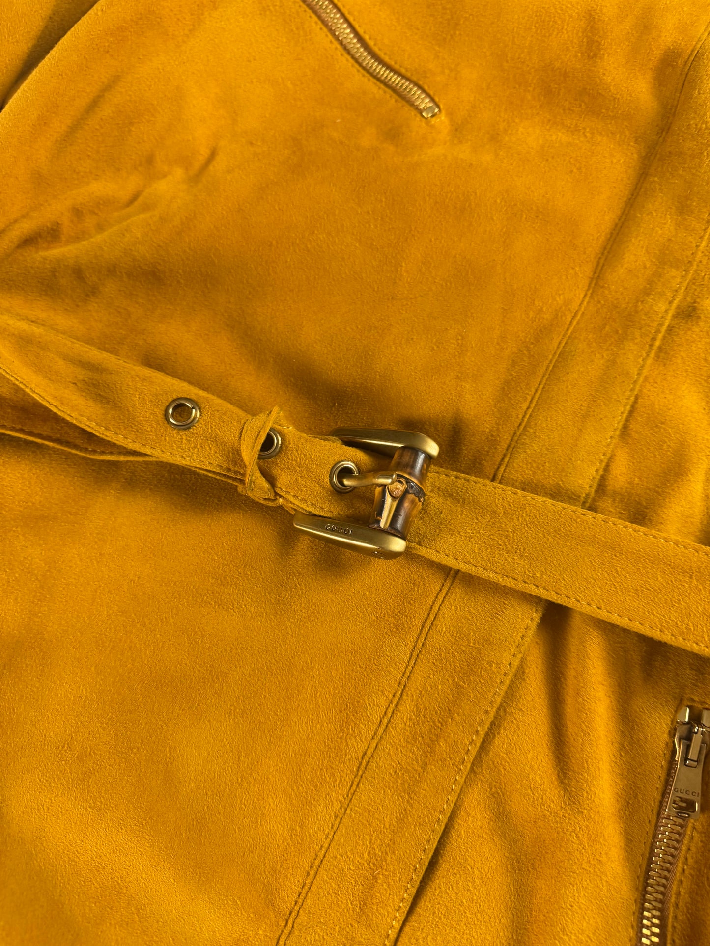 Gucci Orange Suede Zipper Belted Jacket 2000s - S