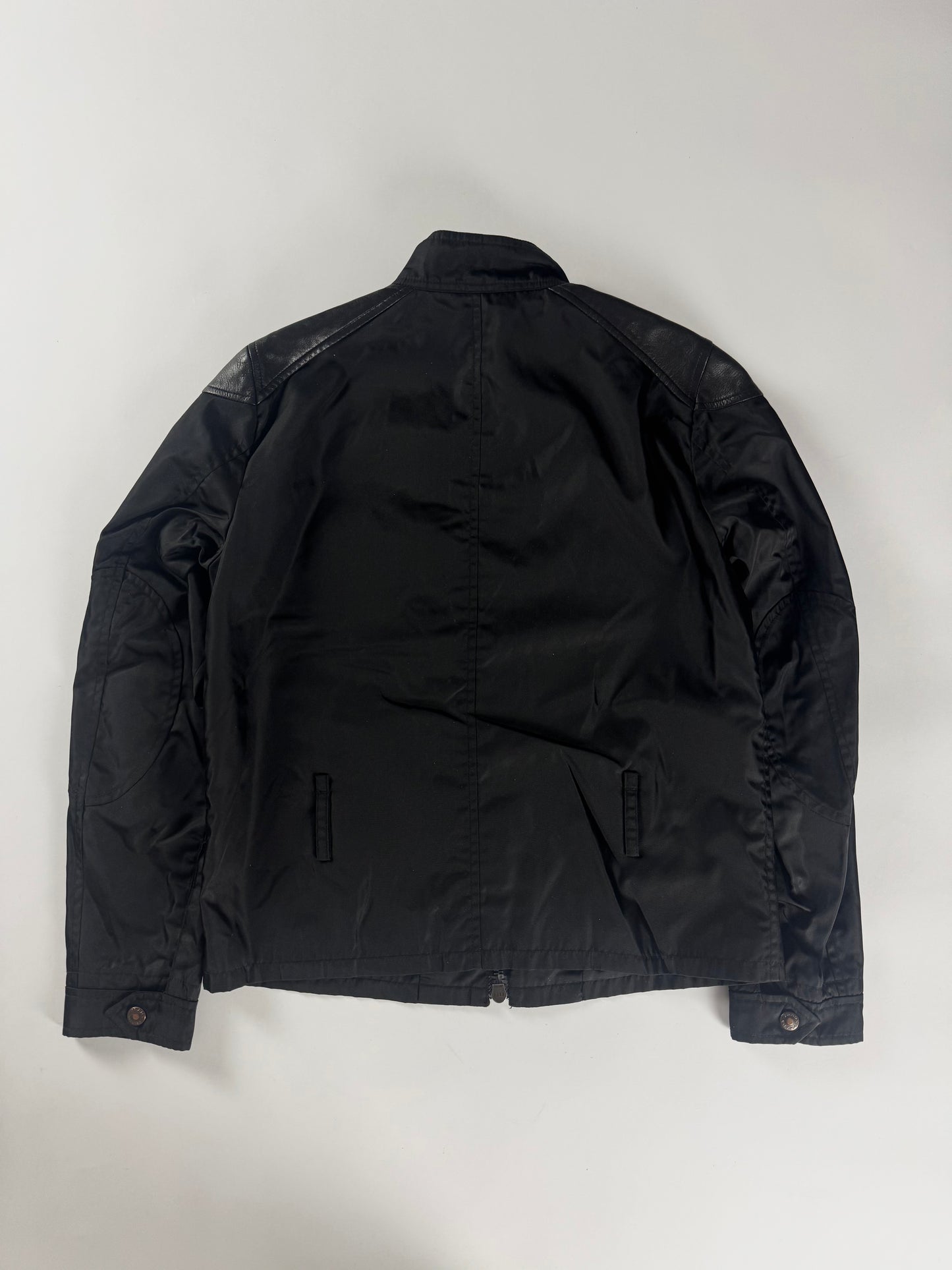 Prada Leather Paneled Shoulder Zipper Jacket 2000s - XS