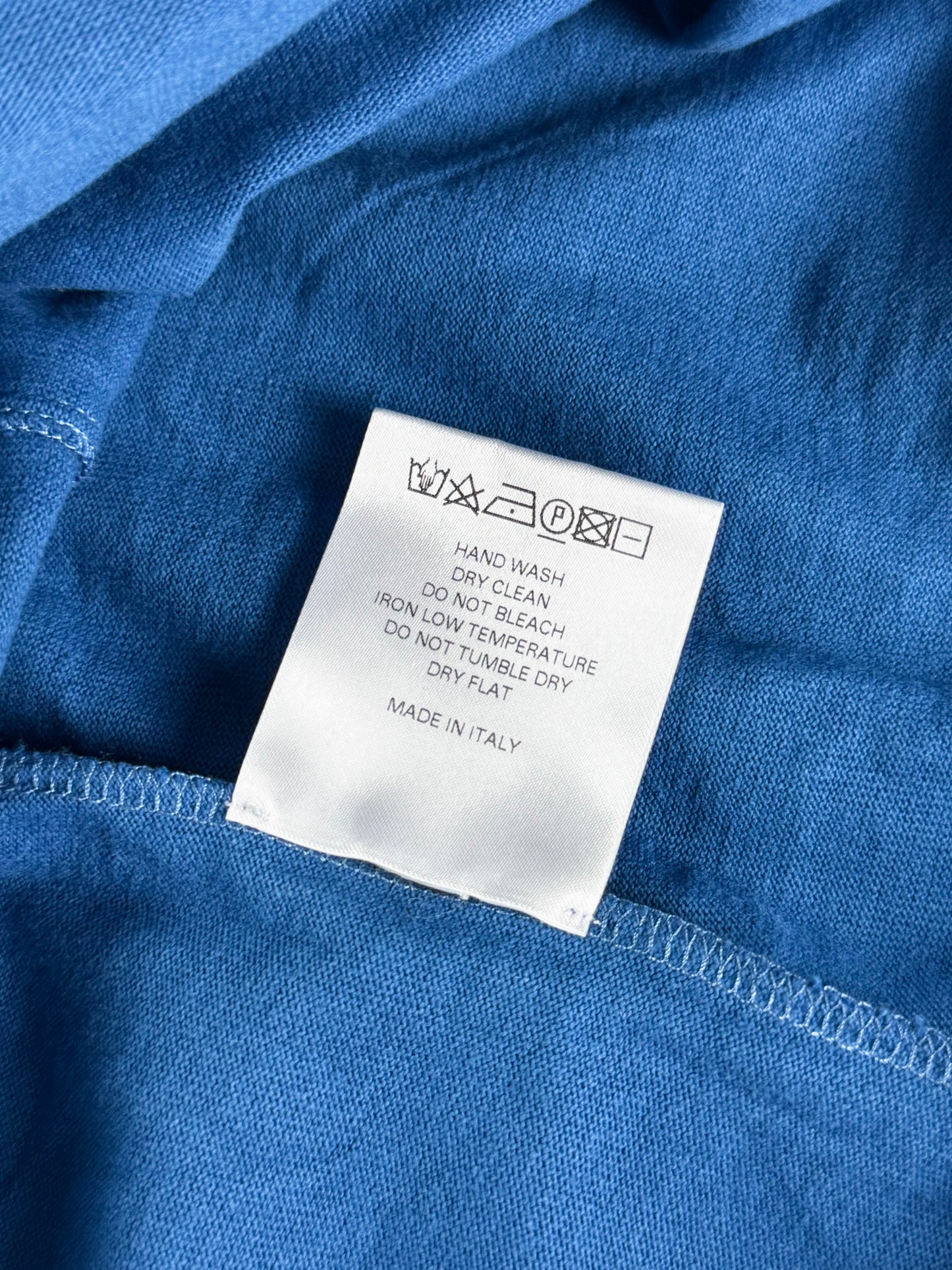 Louis Vuitton Sample Royal Blue Cotton Attached Silver Chain Neckline Detail Tee Shirt 2010s - M