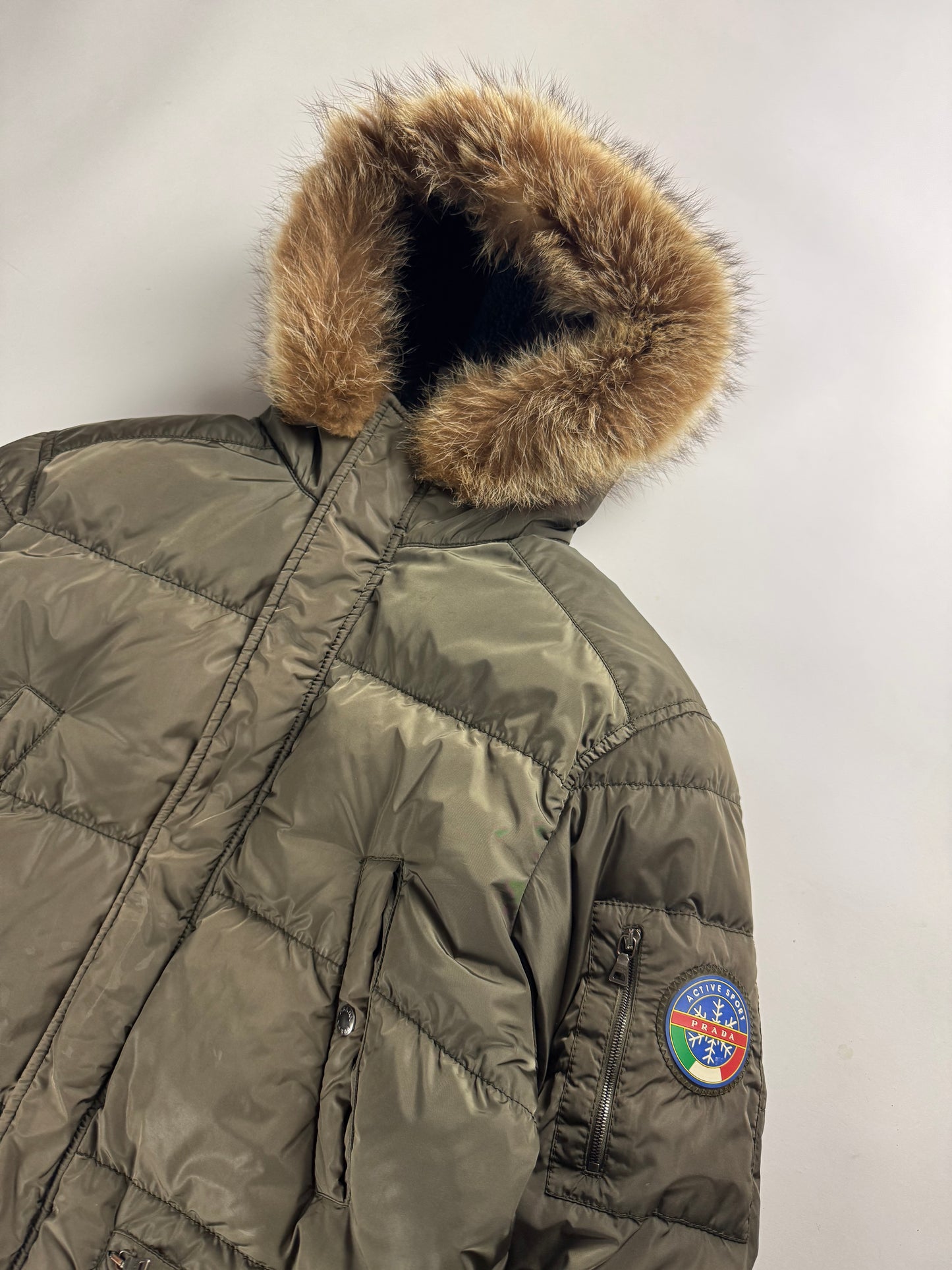 Prada Ski Nylon Puffer Long 3/4 Jacket 2000s - M