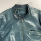 Prada Turquoise Blue Leather Motor Jacket FW 2014 - L/XL