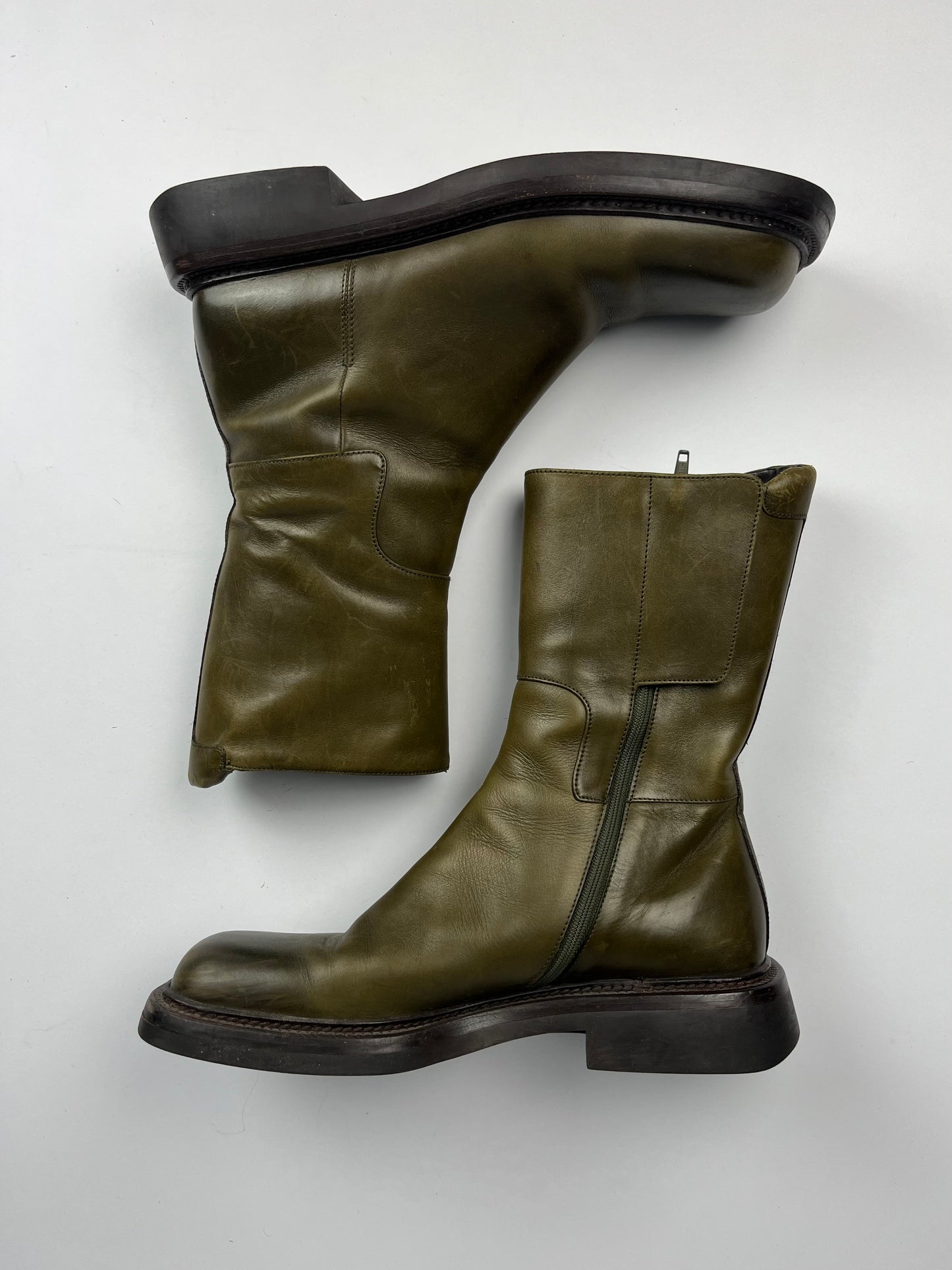 Prada Leather Square Toe High Boots FW 1999 - 40,5 IT/41,5 EU