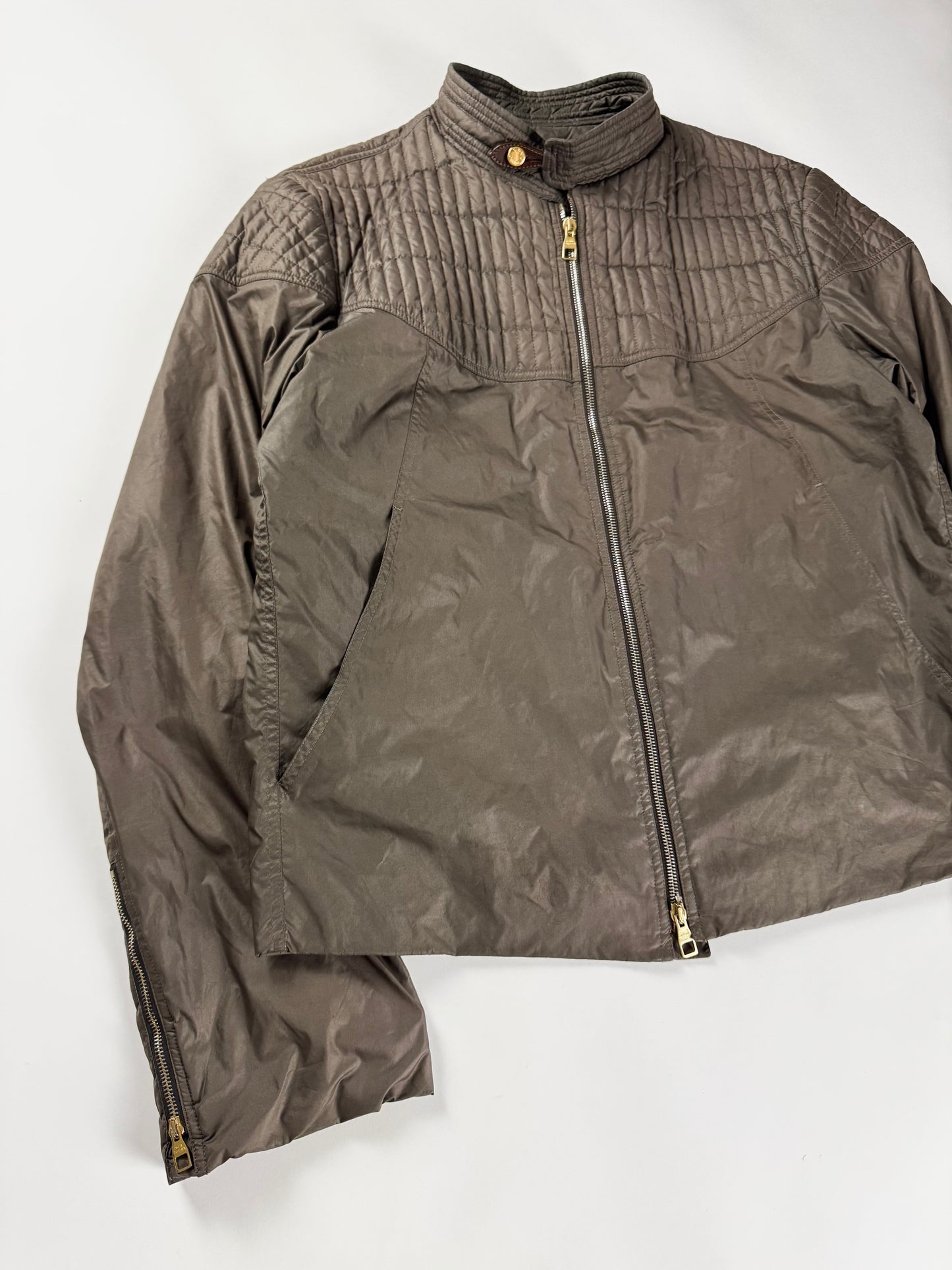 Louis Vuitton Brown Damier Quilted Gold Detail Racer Jacket FW 2007 - L