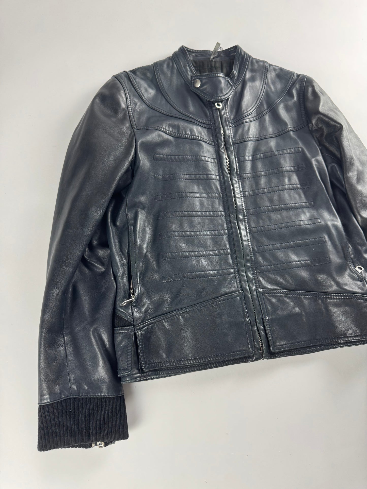 Dior Homme Napoleon Military Marine Leather Jacket FW 2008 - M