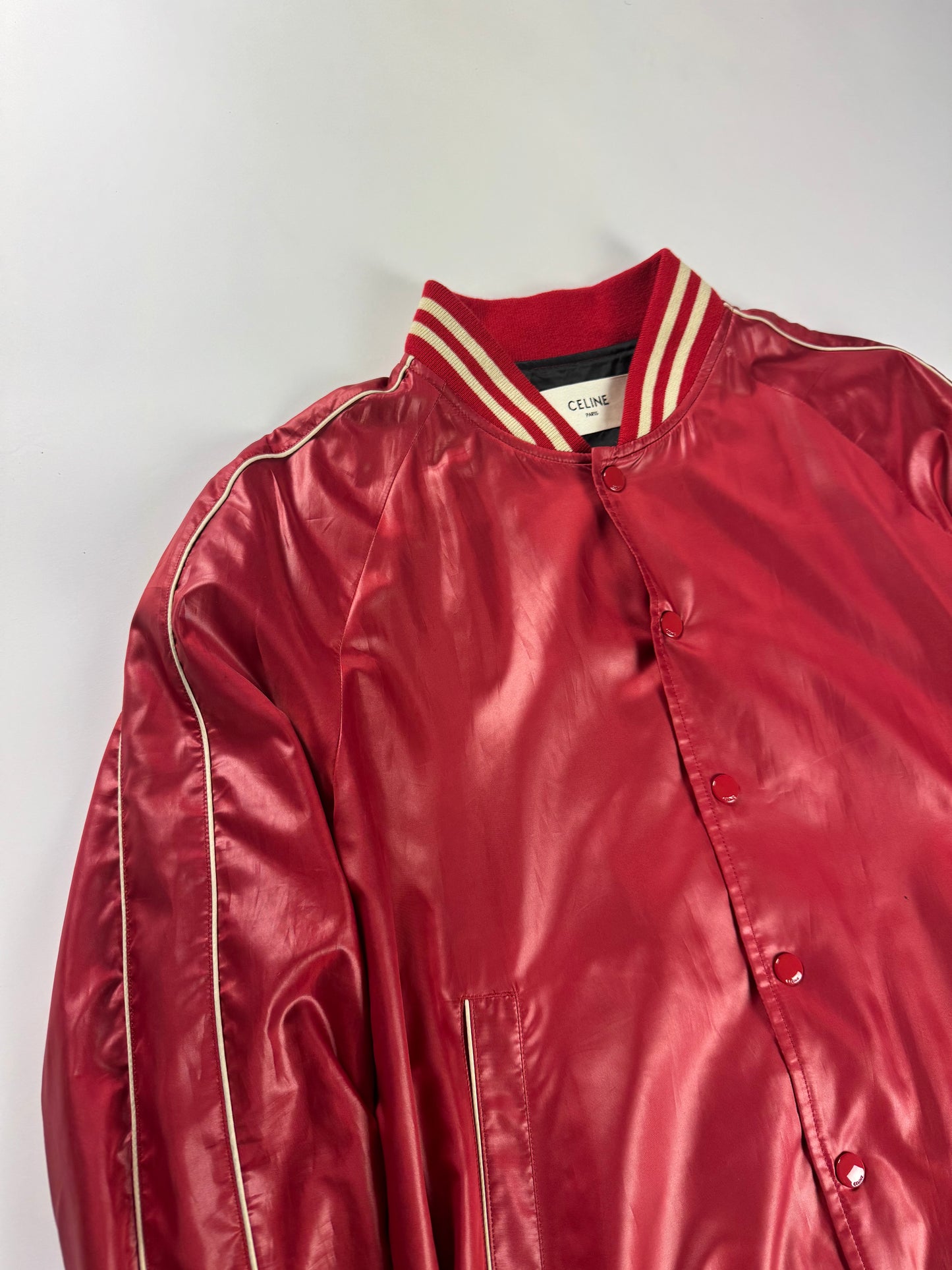 Celine Hedi Slimane Nylon Teddy Bomber Jacket SS 2020 - M
