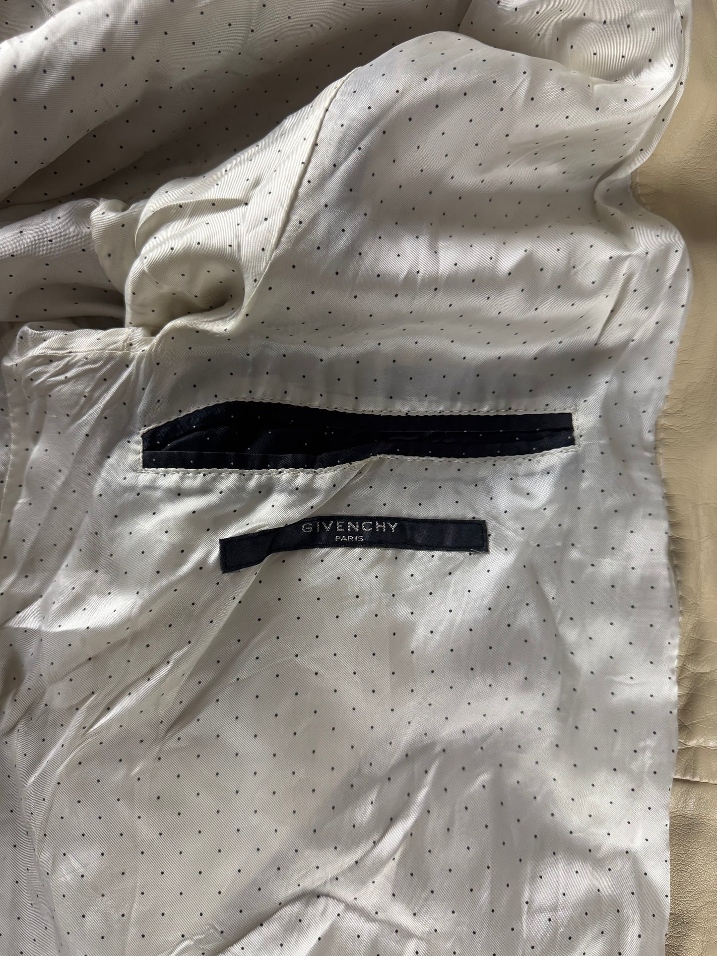 Givenchy Flower Embroidery Cream Leather Jacket SS 2005 - M