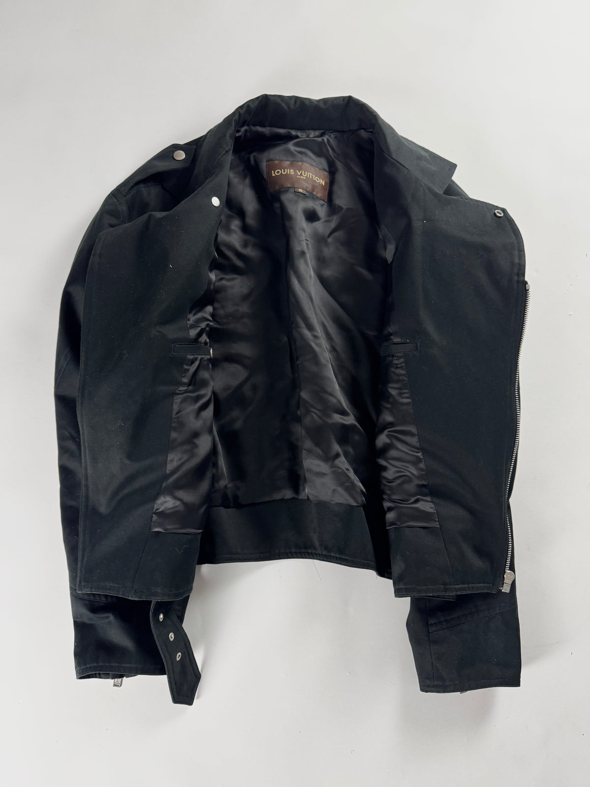 Louis Vuitton Black Cotton Asymmetrical Zipper Perfecto Jacket 2000s - M