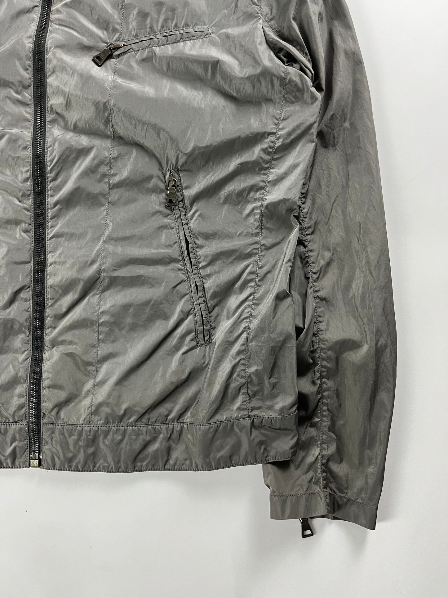 Prada Asymmetrical Zipper Nylon Metal jacket - M