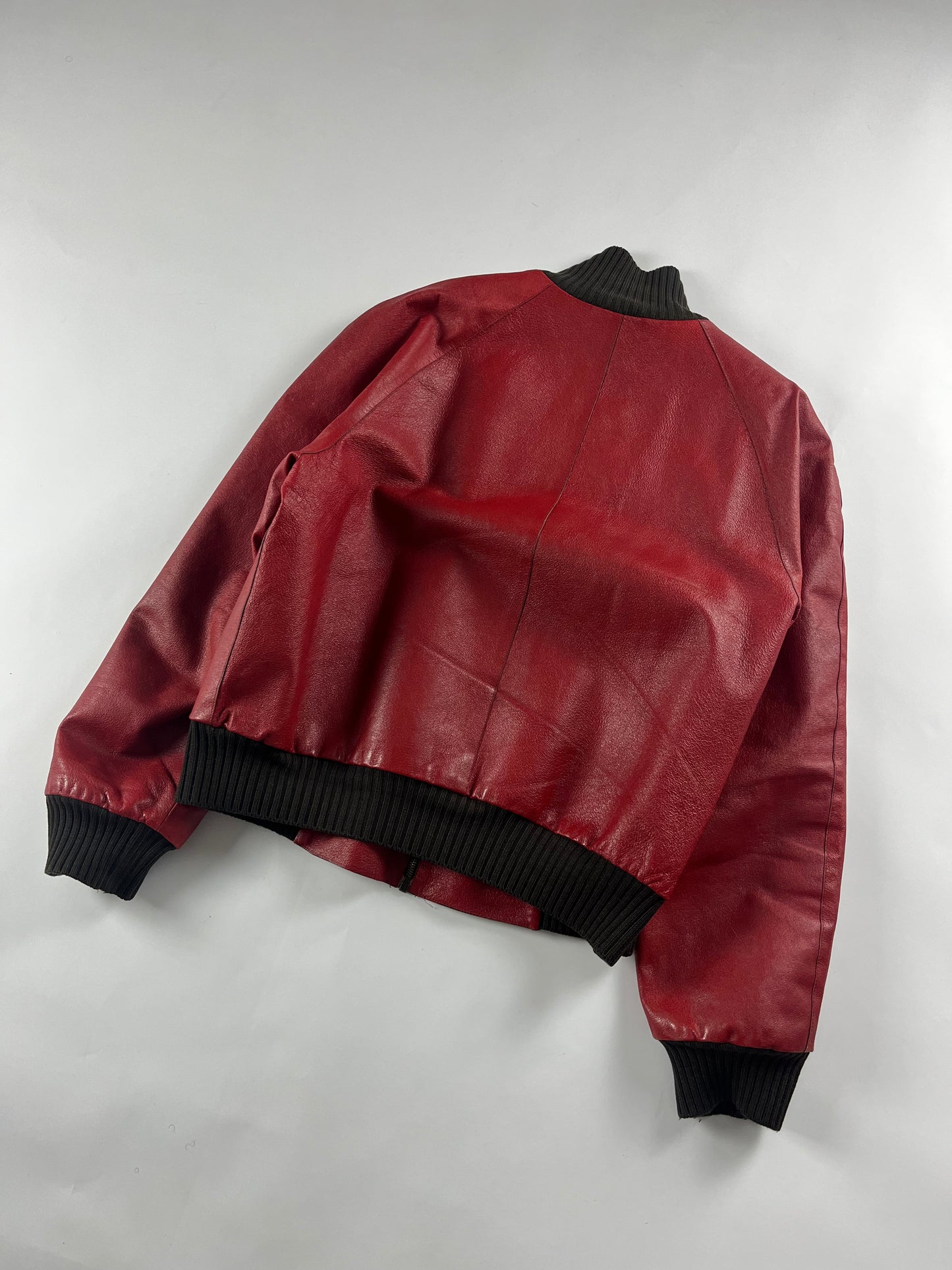 Prada Premium Red Leather Bomber Jacket FW 2000 - L