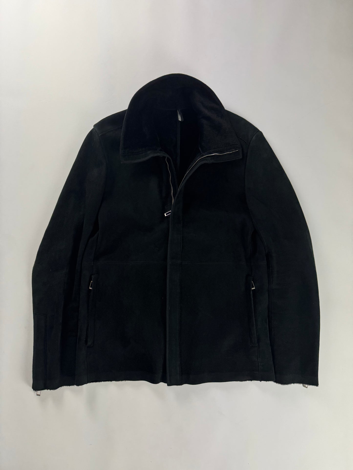 Dior Homme Kris Van Assche Shearling Monochrome Lamb Leather Jacket FW 2011 - L