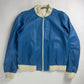 Prada Electric Blue Leather Varsity Bomber Jacket Challenge 2003 - M