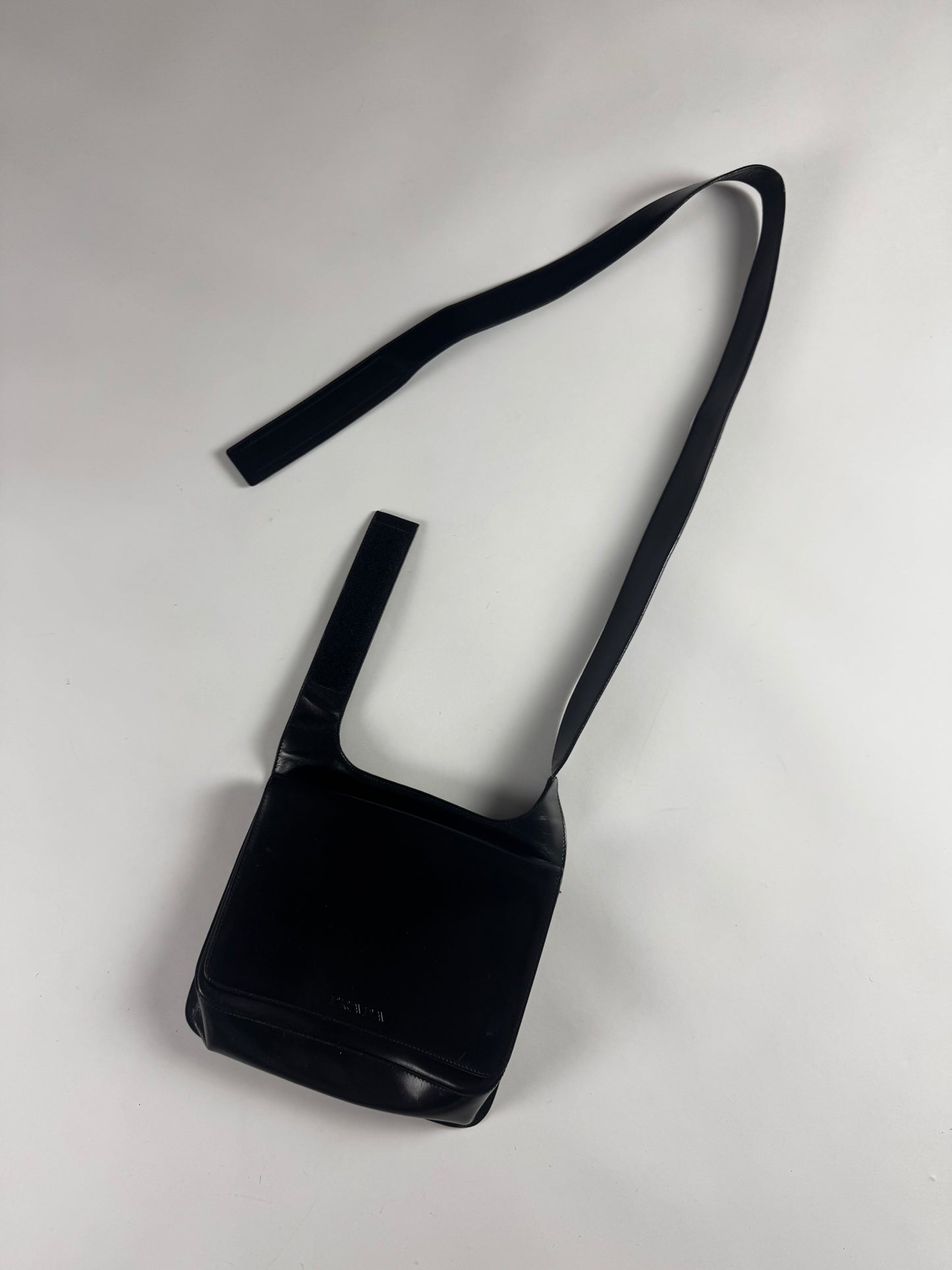 Prada Black Leather Strapped Crossbody Bag SS 1999 - OS