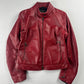 Prada Padded Elbows Red Leather Motor Jacket SS 2000 - S