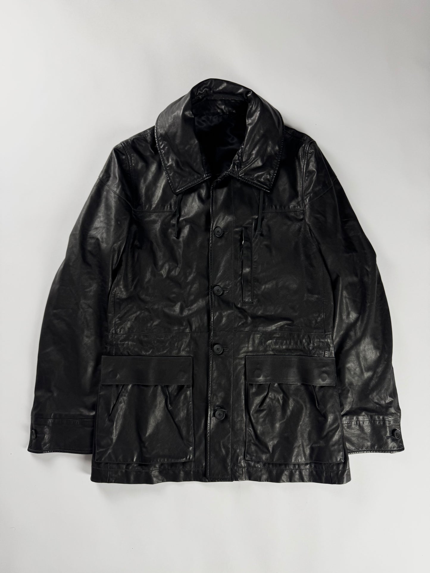 Louis Vuitton Sample Superfino Leather Convertible Hooded Coat SS 2011 - M