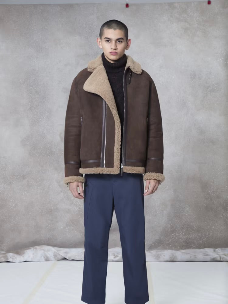 Louis Vuitton Sample Military Olive Shearling Leather Trimmed Bomber Jacket FW 2018 - M