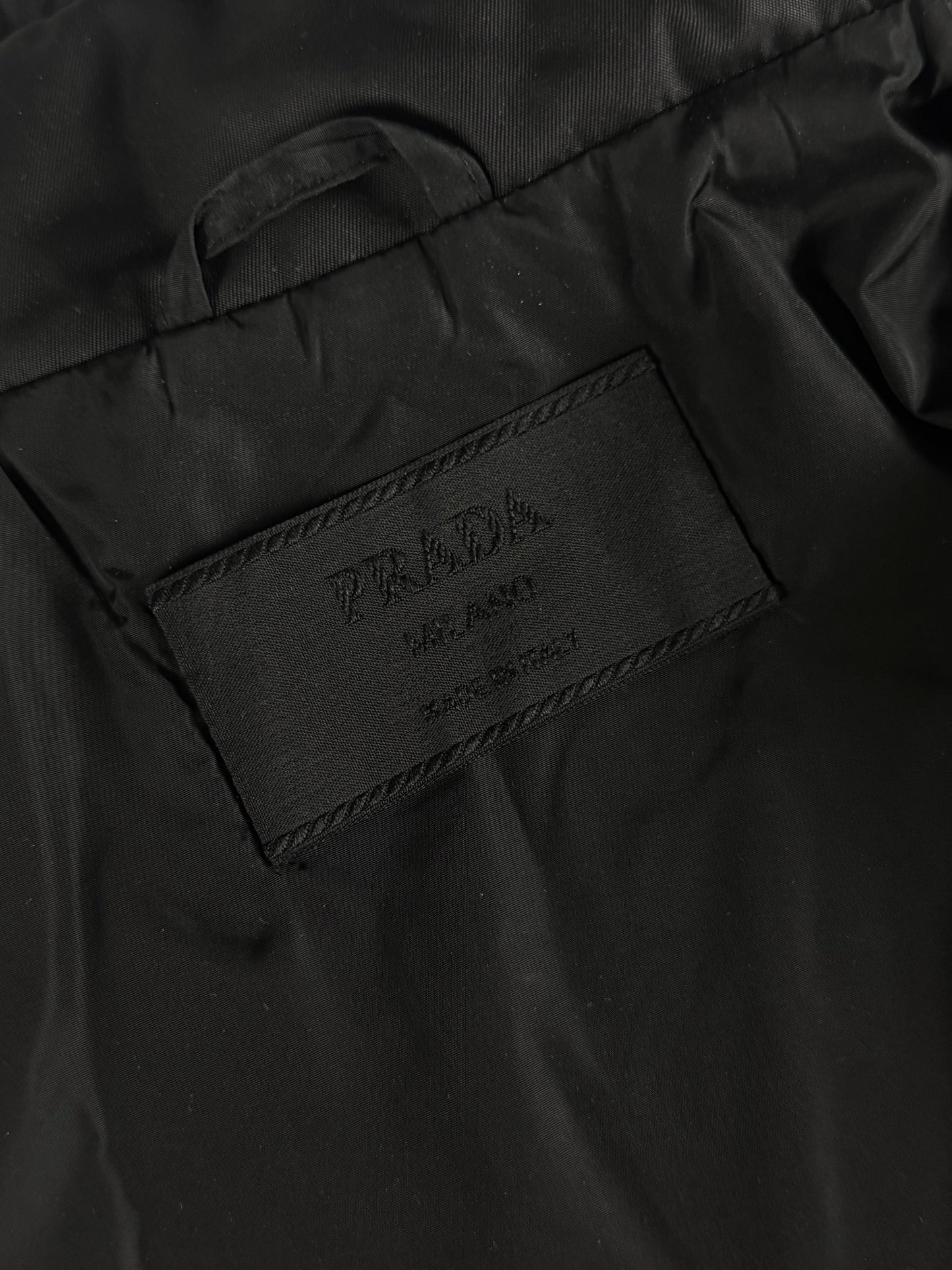 Prada Leather Shoulder Patched Nylon Belt Jacket 2000s - S