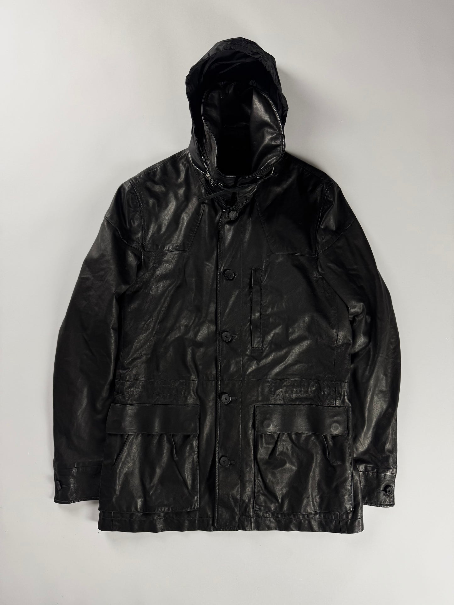 Louis Vuitton Sample Superfino Leather Convertible Hooded Coat SS 2011 - M