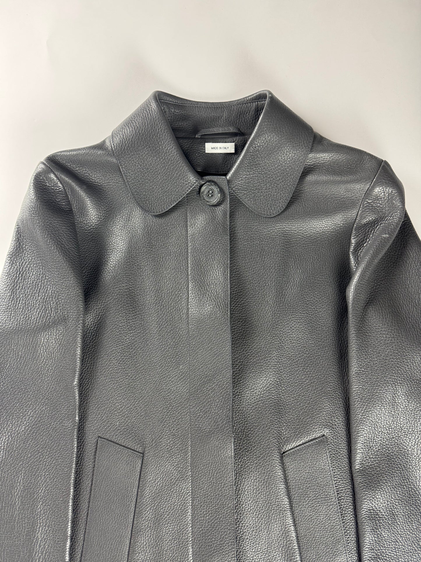 Thom Browne Sample Grigio Deer Leather Overcoat - XS