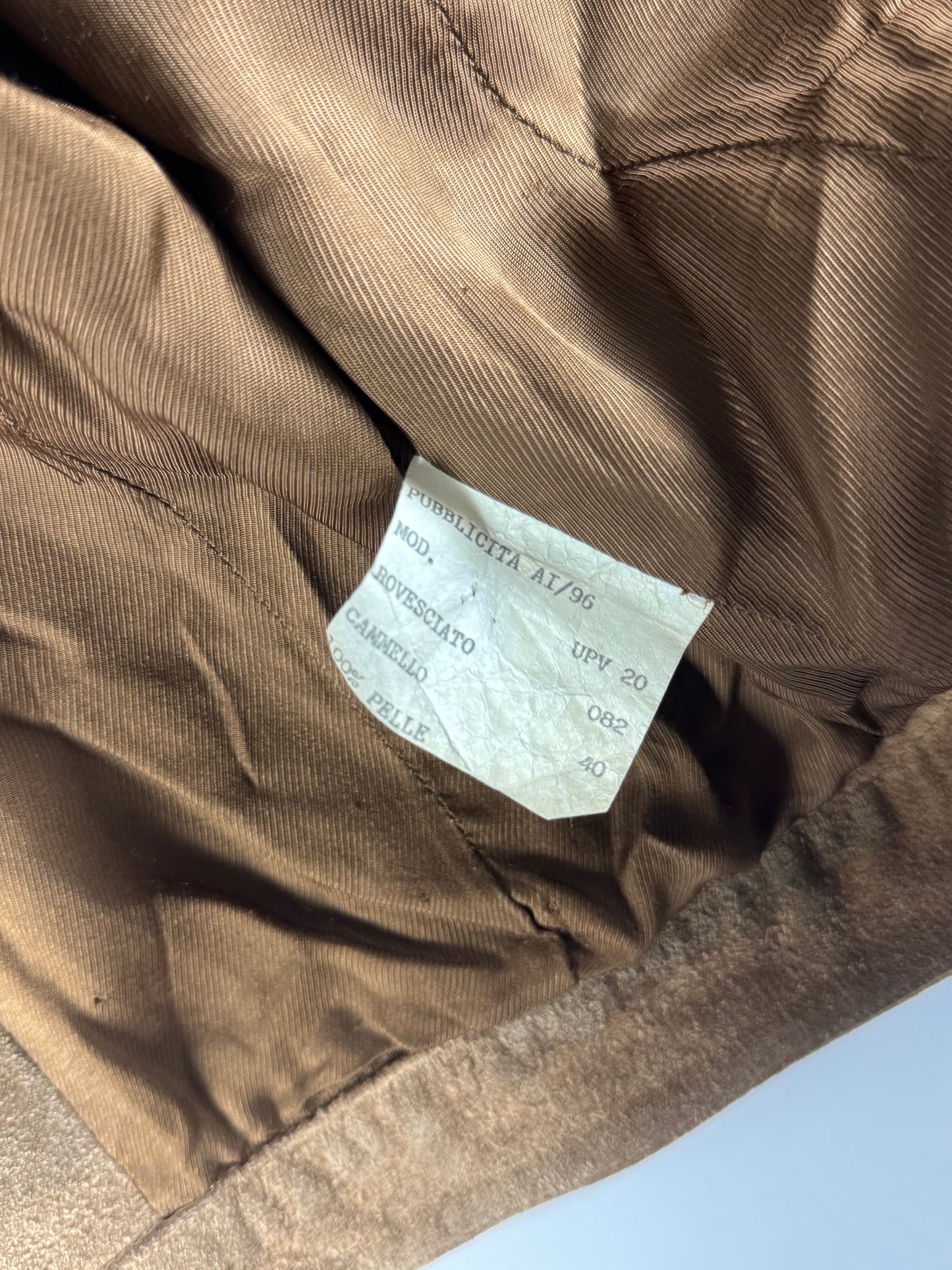 Prada Sample Tan Brown Suede Leather Zipper Moto Jacket FW 1996 - M