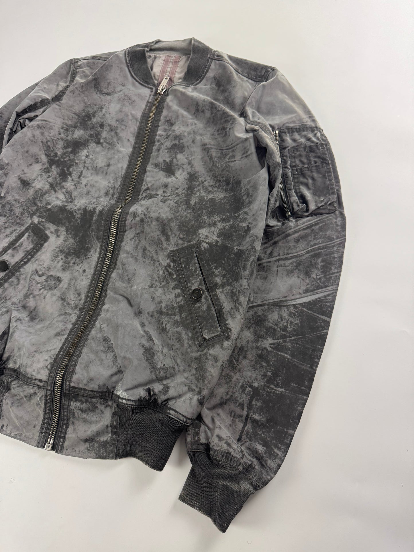 Rick Owens Dust Effect Grey Reflective Brushed Nylon Jacket - S