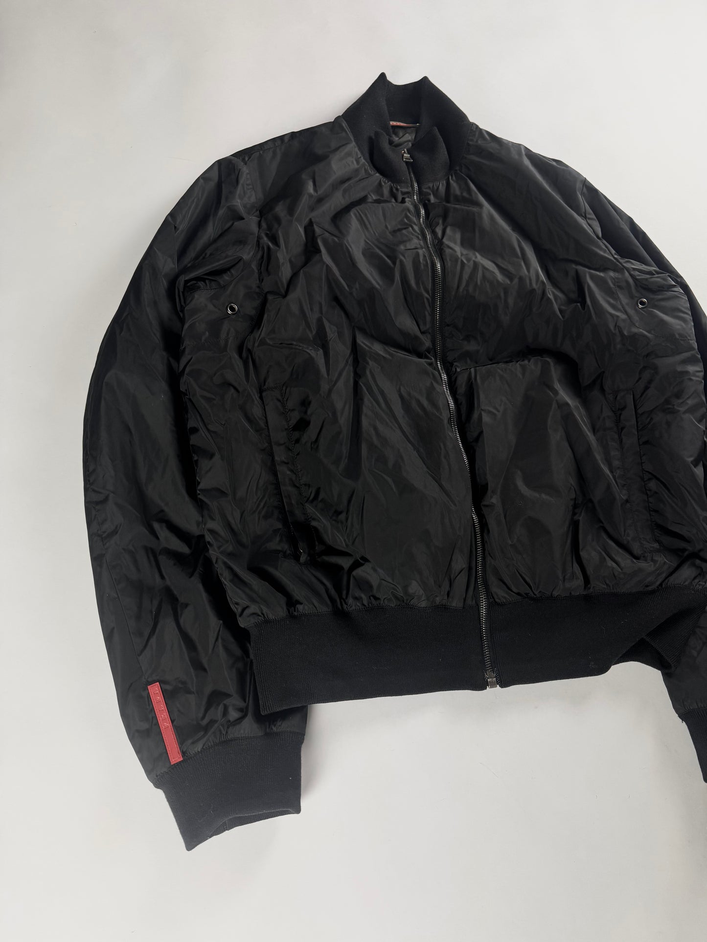 Prada Linea Rossa Nylon Flight Bomber Jacket 2000s - XXL