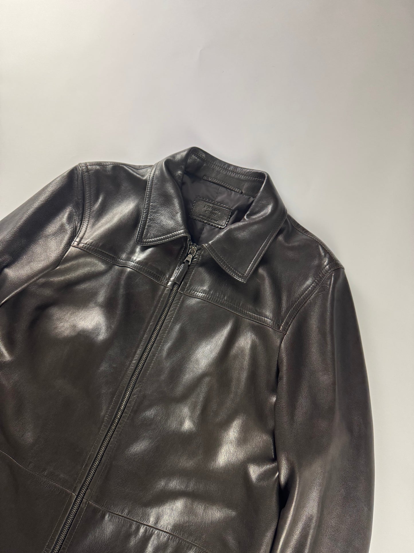 Prada Premium Double Zip Leather Formal Coat FW 2001 - M