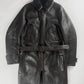 Louis Vuitton Dark Brown Fur Lining Heavy Sheepskin Leather Belted Coat 2000s - M