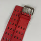 John Galliano Triple Prong Holed Red Gallant Leather Belt 2000s - 80 CM