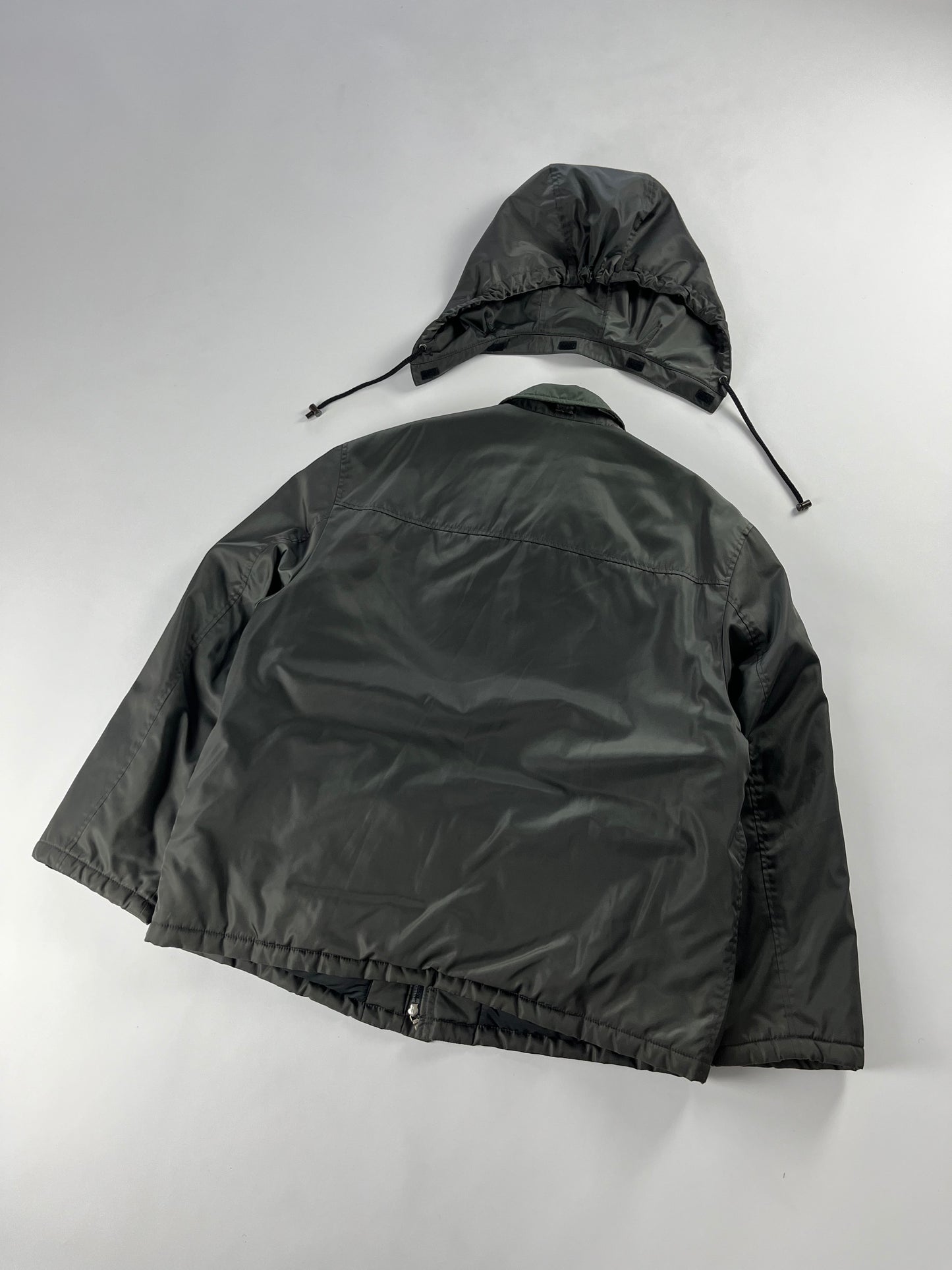 Prada khaki Convertible Hood Strapped Nylon Jacket FW 1998 - L