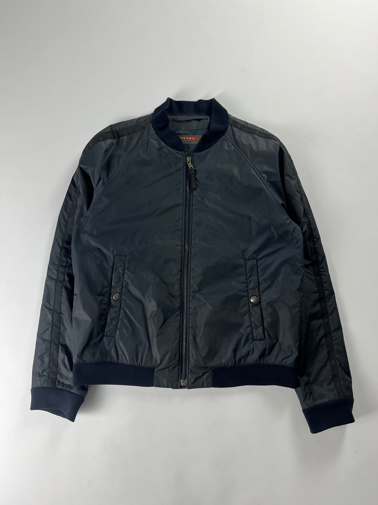 Prada Navy Lined Sleeve Bomber Jacket FW 2007 - M