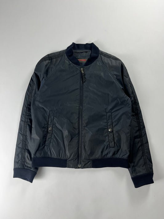 Prada Navy Lined Sleeve Bomber Jacket FW 2007 - M