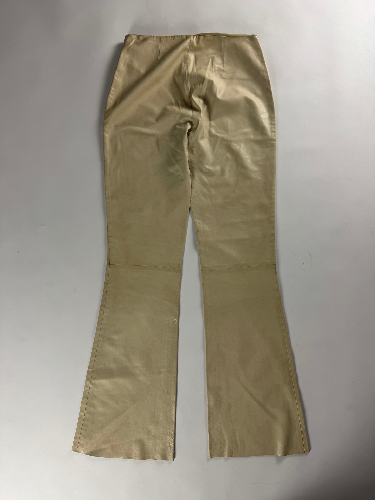 Gucci Tom Ford Cream Leather Flare Pants 1990s - S