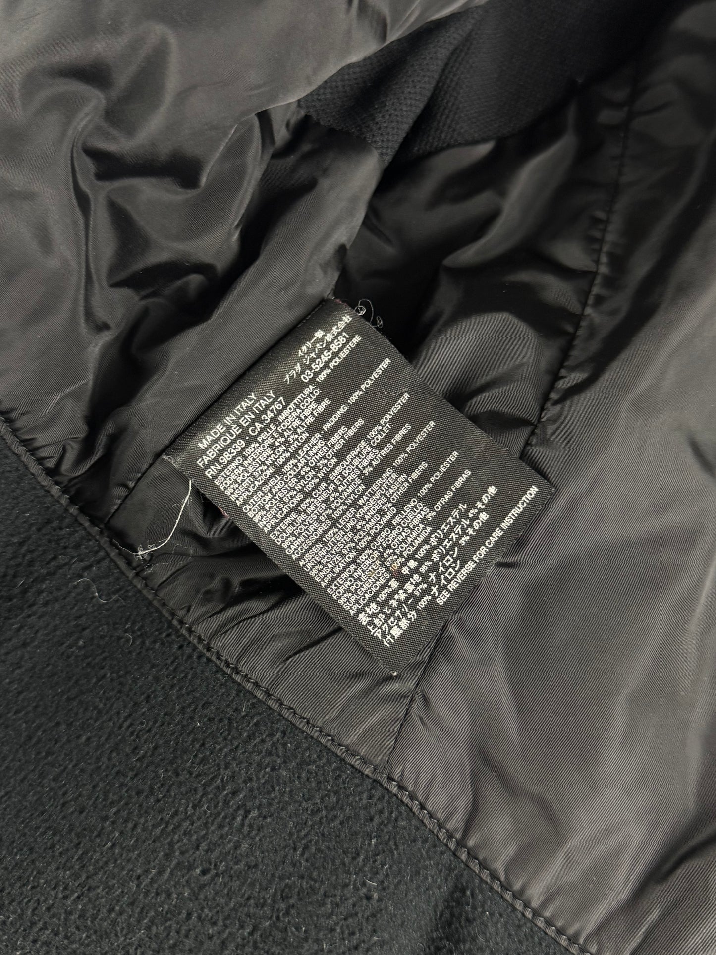 Prada Cuffed Arm Black Leather Moto Jacket SS 2000 - XS