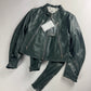 MM6 Maison Margiela Deep Jade Cow Leather Biker Jacket SS 2022 - S