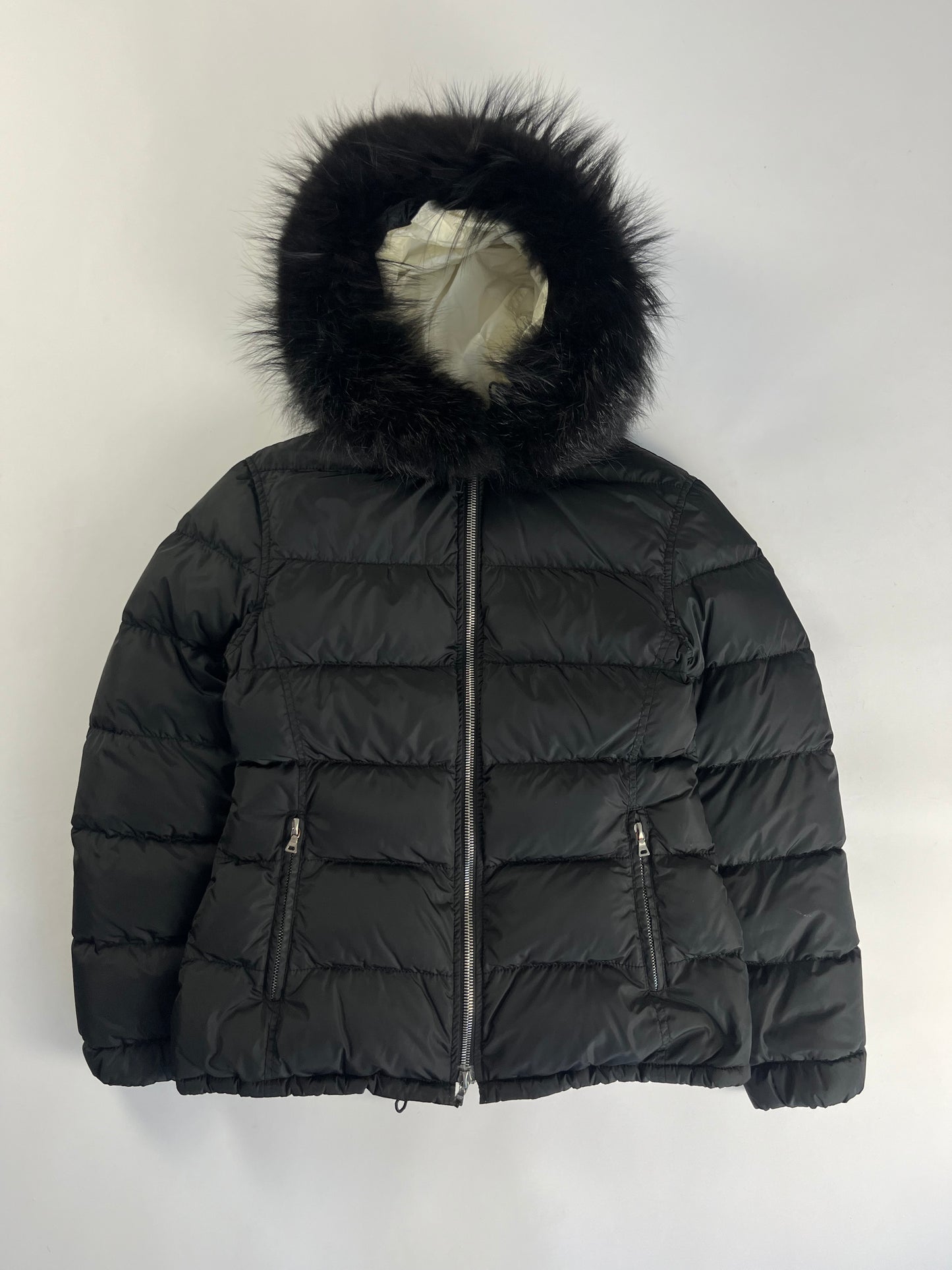 Prada Fur Hooded Puffer Jacket 2000s - S