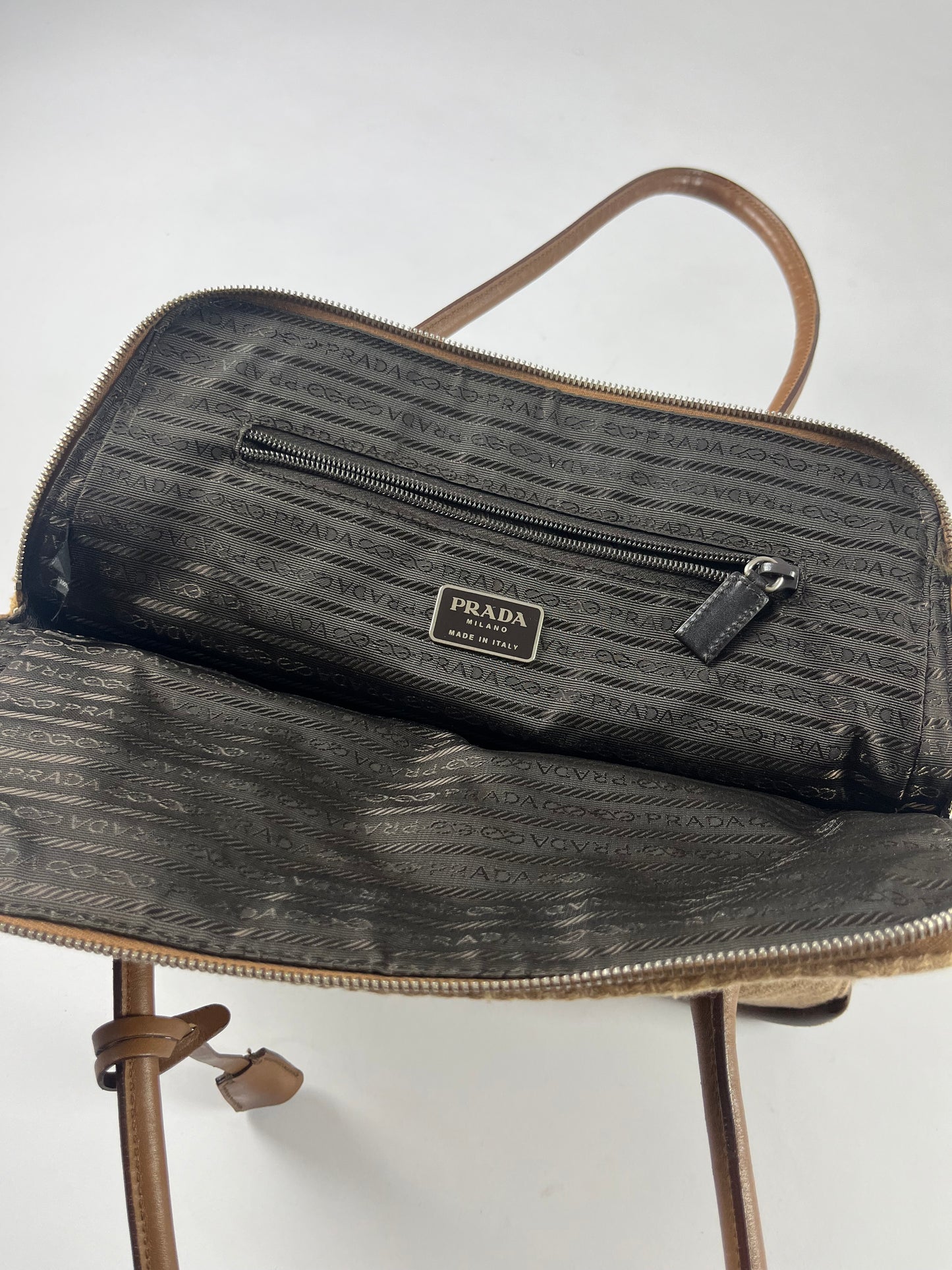 Prada Leather Camel Tweed Bag FW 1999 - OS