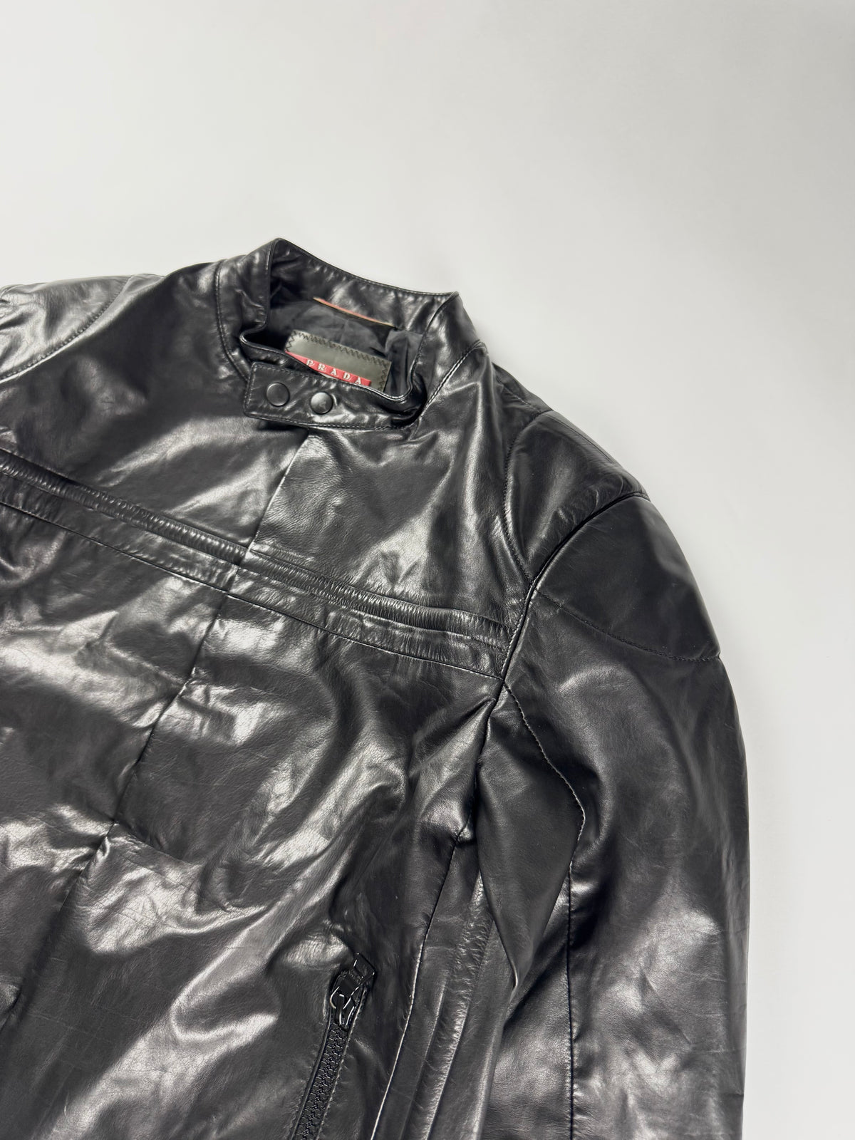 Prada Milano Black Leather Motorcycle Jacket FW 2007 - M