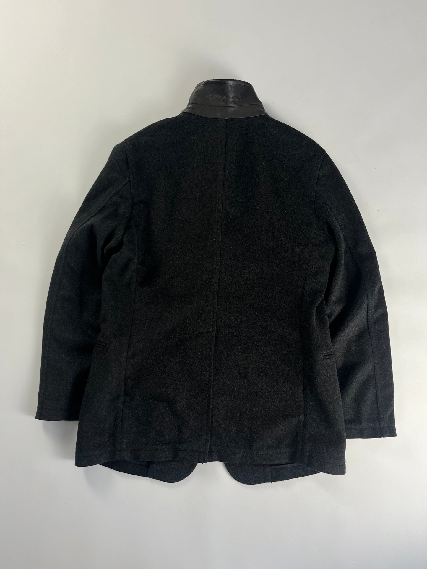 Prada Wool Minimalist Back Neck Leather Detail Blazer FW 1999 - M