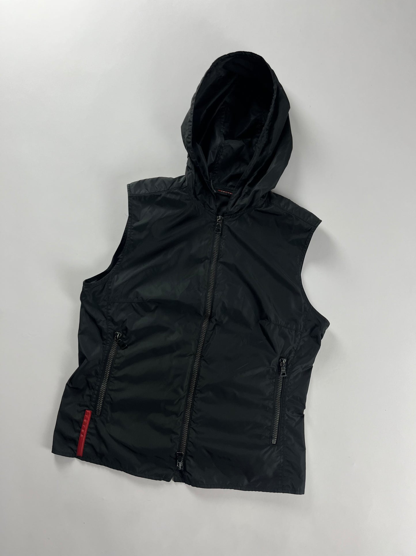 Prada Linea Rossa Dark Hooded Vest SS 2000 - M