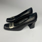 Prada Metallic Buckle Black Leather Pumps - 38 IT/39 EU