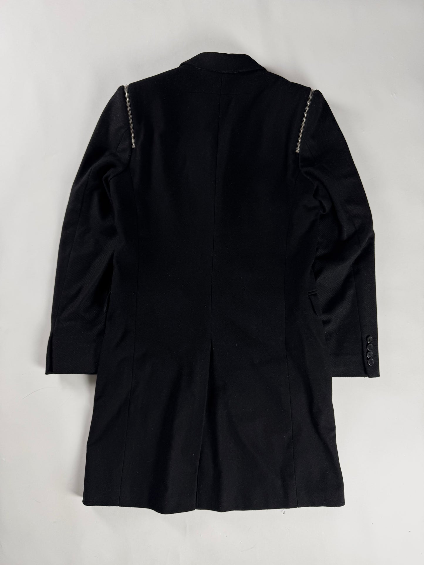 Givenchy Zip Detail Minimalist Dark Wool Coat FW 2016 - M