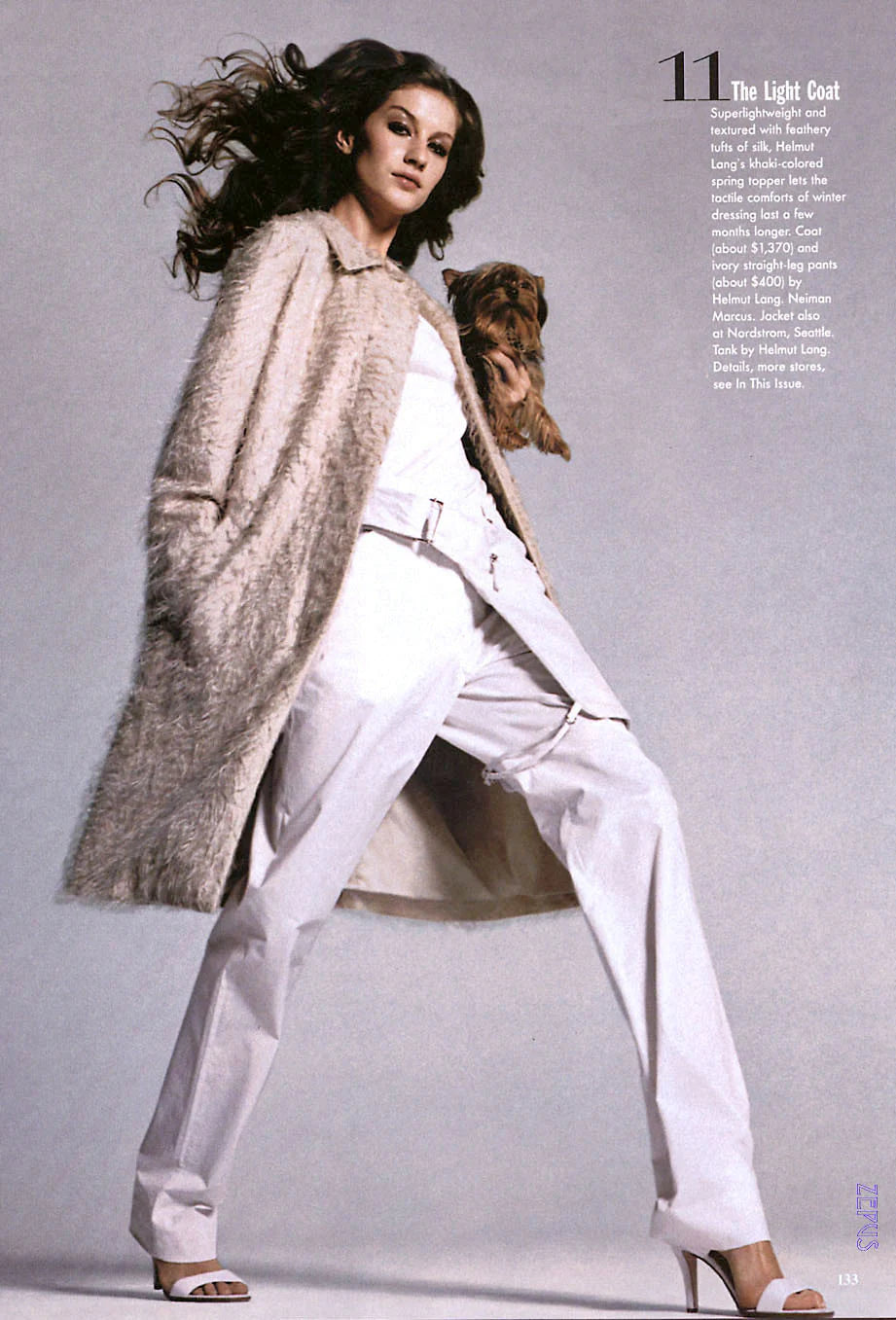 Helmut Lang Sample Silk Tufts Fringe Superlightweight Textured Coat SS 1999 - S